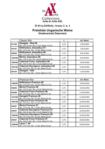 Preisliste Weine Ungarn (PDF) - Terra Galos