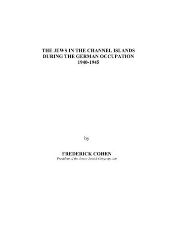 The Jews in the Channel Islands 1940-45 - Jersey Heritage
