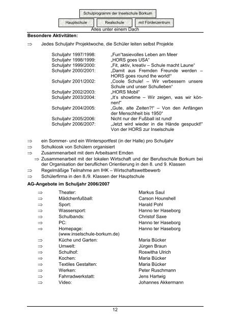 Schulprogramm der Inselschule Borkum Hauptschule ...