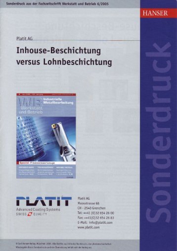 In house- Beschichtung versus Lohnbeschichtung v\l I I - PLATIT