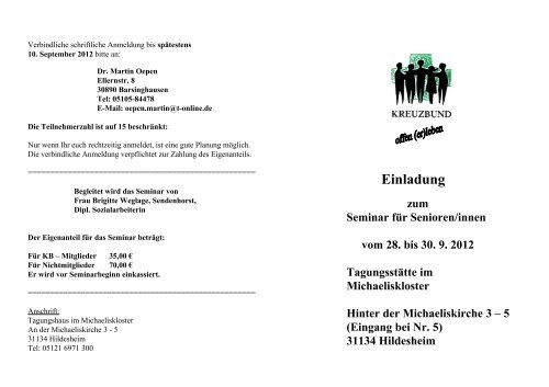 Einladung - Kreuzbund Hildesheim eV