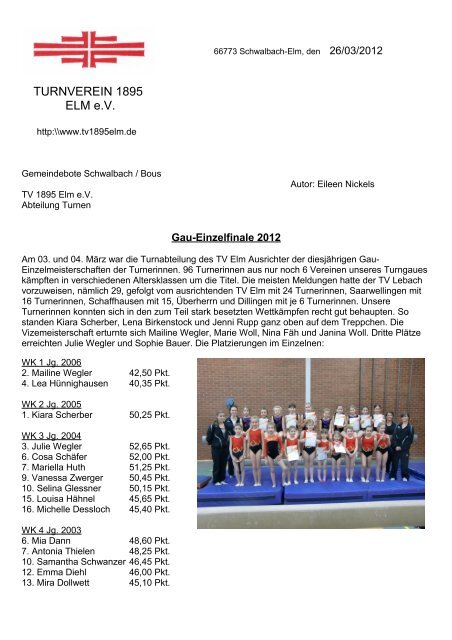 Gau-Einzelfinale 2012 - TV Elm