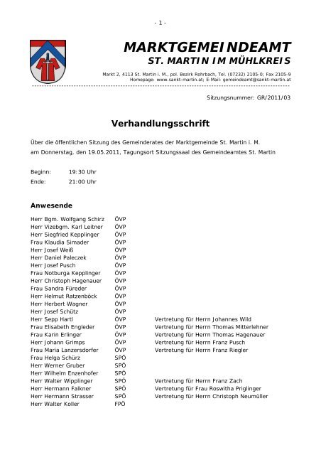 Verhandlungsschrift - Gemeinde St. Martin im Mühlkreis