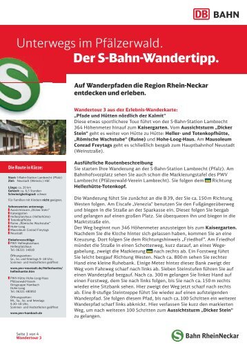 Unterwegs im Pfälzerwald. Der S-Bahn-Wandertipp.
