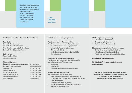 Flyer Medizinisches Versorgungszentrum am Klinikum Ludwigshafen