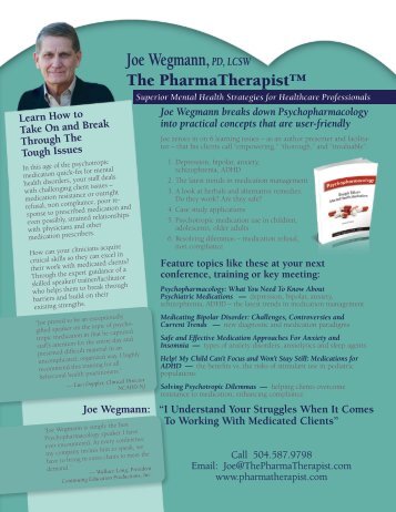 Joe Wegmann,PD, LCSW - Pharmatherapist