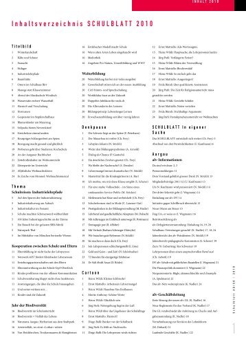 Inhaltsverzeichnis SCHULBLATT 2010 - alv