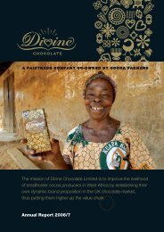 The mission of Divine Chocolate Limited is to improve the livelihood ...