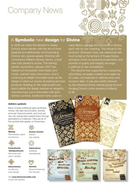 The mission of Divine Chocolate Limited is to improve the livelihood ...