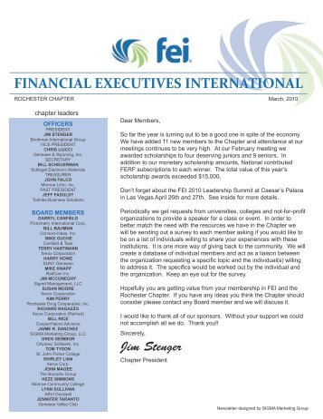 March 2010 Newsletter - Financial Executives International