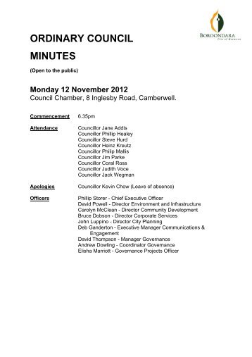 ORDINARY COUNCIL MINUTES - City of Boroondara