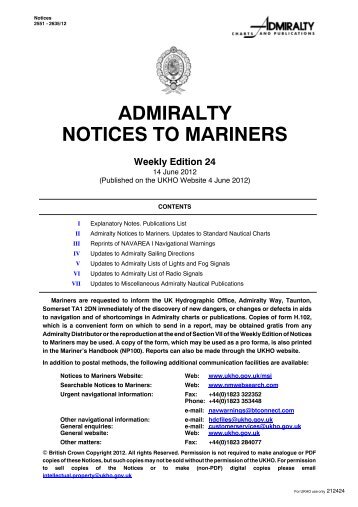 Admiralty Notices to Mariners - United Kingdom Hydrographic Office