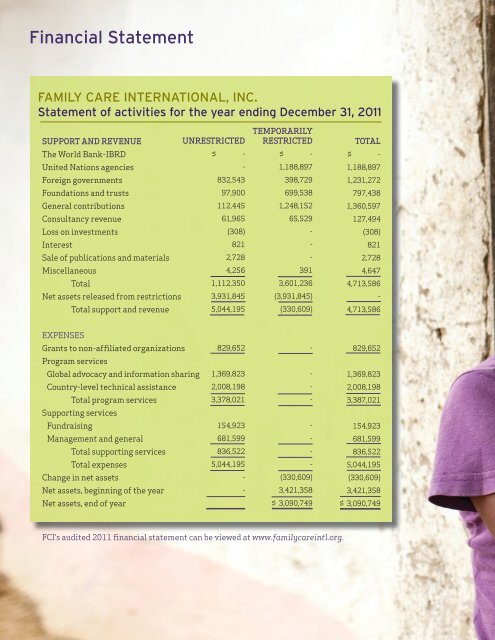 FCI Annual Report 2011 - Family Care International