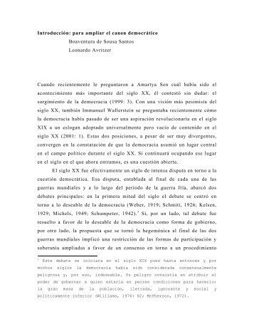 Introducción: para ampliar el canon democrático - Centro de ...