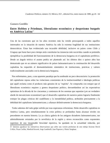 Atilio A. Borón Entre Hobbes y Friedman: liberalismo - Cuadernos ...