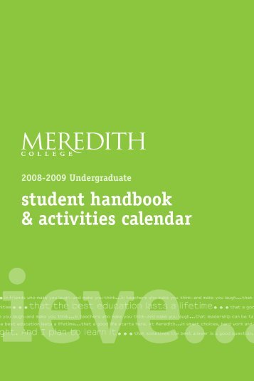 student handbook & activities calendar - Meredith College