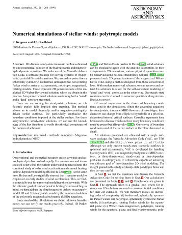 Numerical simulations of stellar winds: polytropic models