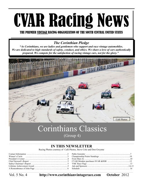 October - Corinthian Vintage Auto Racing