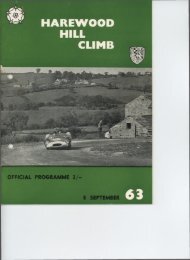 Programme 1963 8th September 4th Hillclimb - Harewood Hill History