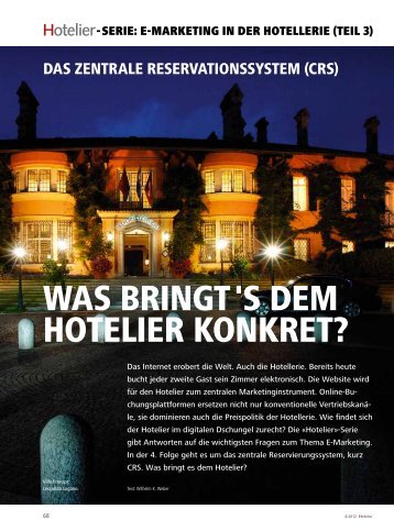 Das zentrale Reservationssystem - Swiss Hospitality Solutions