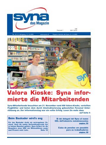 Valora Kioske: Syna infor- mierte die Mitarbeitenden