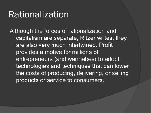 The rationalization of consumption - faculty.rsu.edu