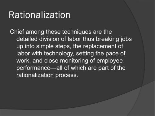 The rationalization of consumption - faculty.rsu.edu