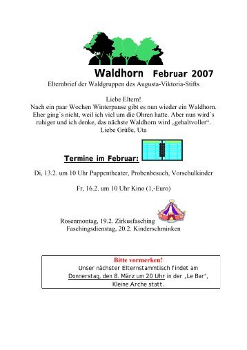 Waldhorn Februar 2007 - Waldkindergarten Erfurt eV