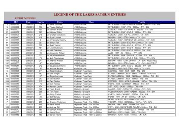 legend of the lakes sat/sun entries