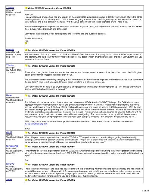 Weber 32 36 Jetting Chart