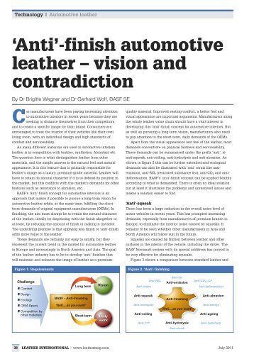 'Anti'-finish automotive leather - Performance Chemicals
