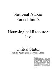 National Ataxia Foundation's Neurological Resource List United States