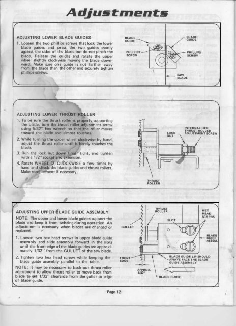 10" Band Saw Model 3104 - Manual & Guides