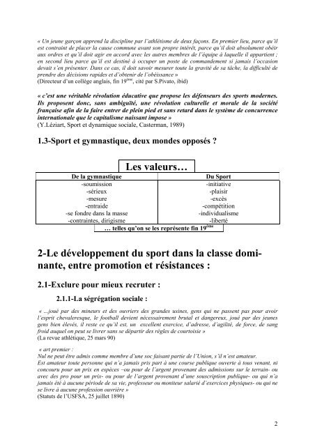 1-l'introduction du sport en France, un ... - STAPS AVIGNON