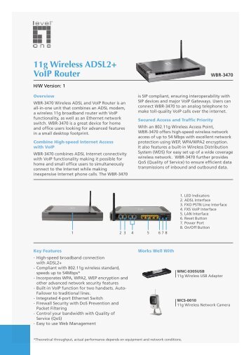 11g Wireless ADSL2+ VoIP Router - LevelOne - Quality networking ...
