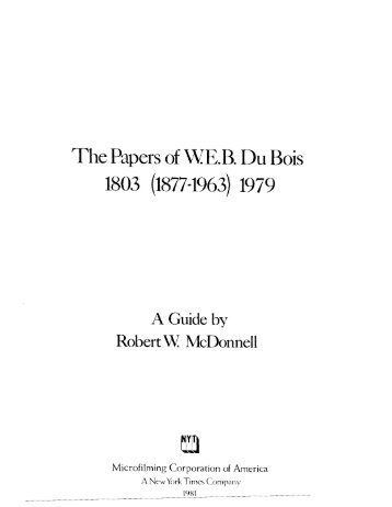 The Papers of WEB. Du Bois - UMass Amherst Libraries