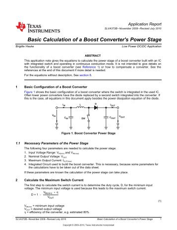 Basic Calculation of a Boost Converter's Power ... - Texas Instruments