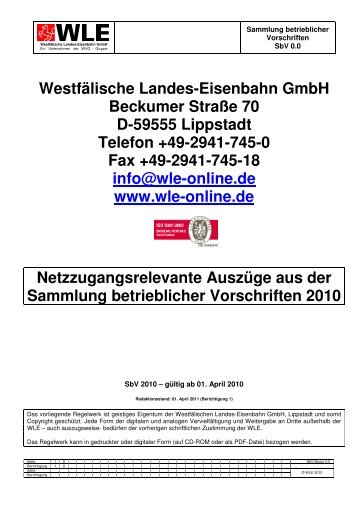 Westfälische Landes-Eisenbahn GmbH Beckumer Straße 70 ... - WLE