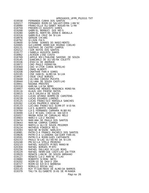 APROVADOS_UFPR_PS2010.TXT - Bloco de notas - clicRBS