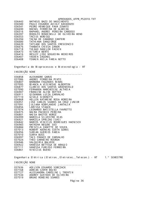 APROVADOS_UFPR_PS2010.TXT - Bloco de notas - clicRBS