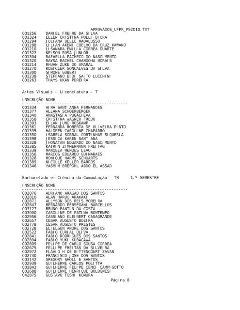 APROVADOS_UFPR_PS2010.TXT - Bloco de notas - clicRBS