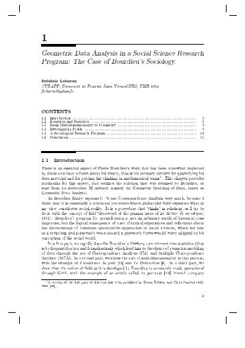 Geometric Data Analysis in a Social Science Research Program ...