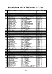 Winterlaufserie 10km in Goldbach am 23.11.2003