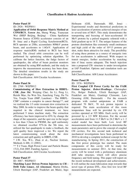 Abstracts Brochure - 2nd International Particle Accelerator Conference