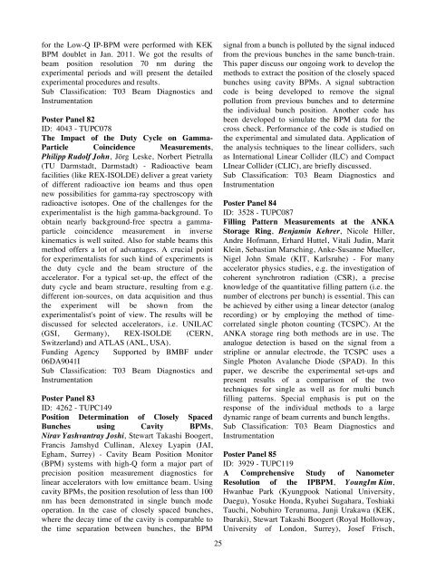 Abstracts Brochure - 2nd International Particle Accelerator Conference