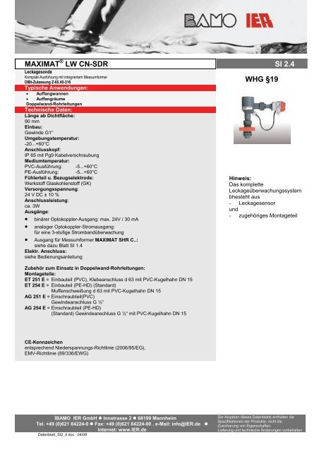 MAXIMAT LW CN-SDR SI 2.4 WHG §19