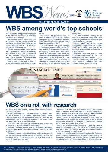 News WBS - Wits Business School