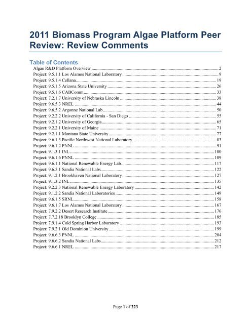 Reviewer Comments - EERE