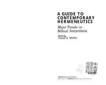 A GUIDE TO CONTEMPORARY HERMENEUTICS - Media Sabda Org