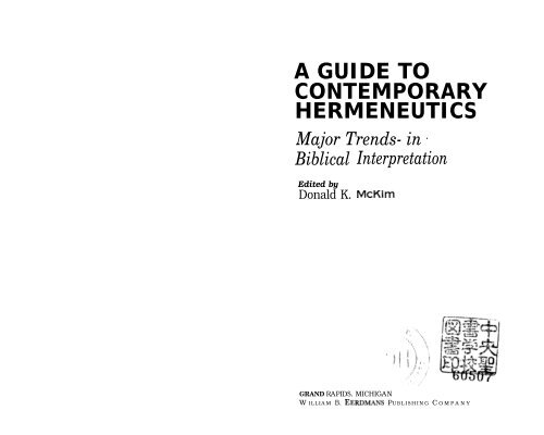 A GUIDE TO CONTEMPORARY HERMENEUTICS - Media Sabda Org